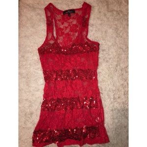 Orange Lace Tank Top